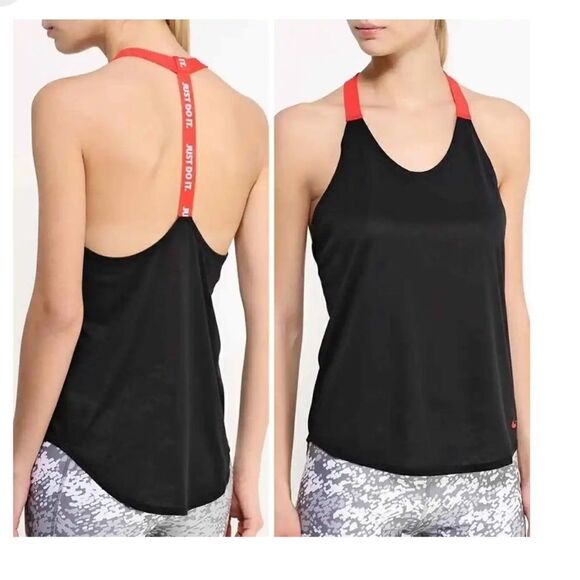 NIKE black/orange loose fit yoga/athletic top, size L. - Picture 1 of 7